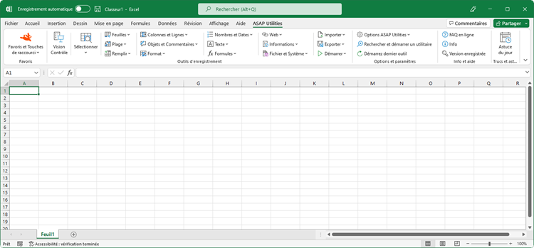 Excel avec ASAP Utilities dans son menu